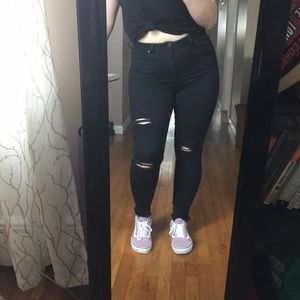Black High Waisted Distressed Jeans Size 11